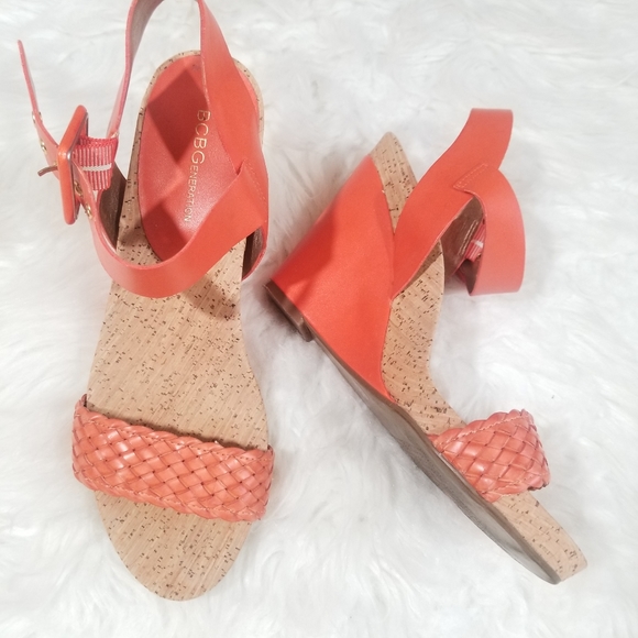 BCBGeneration Shoes - BCBGeneration orange wedges cork shoes. Size 8